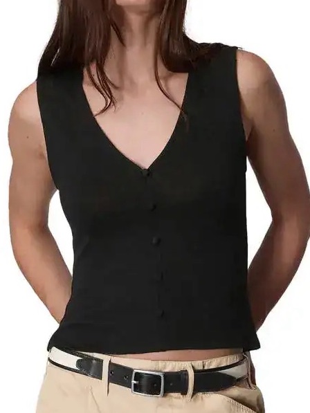 Nwot Rag & Bone Knit Button-Up Tank In Black
